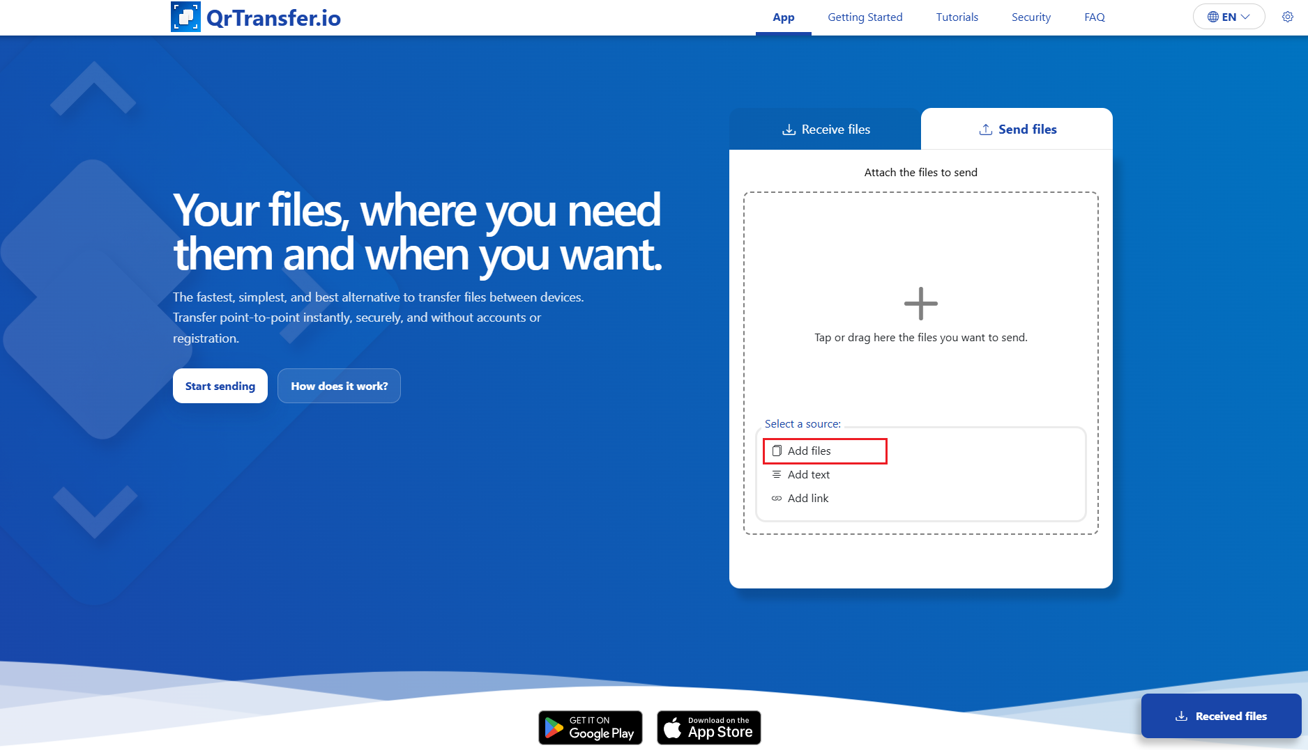 QrTransfer.io · How to transfer ZIP files from PC to mobile · Step 1 · Open QrTransfer.io where you have the ZIP