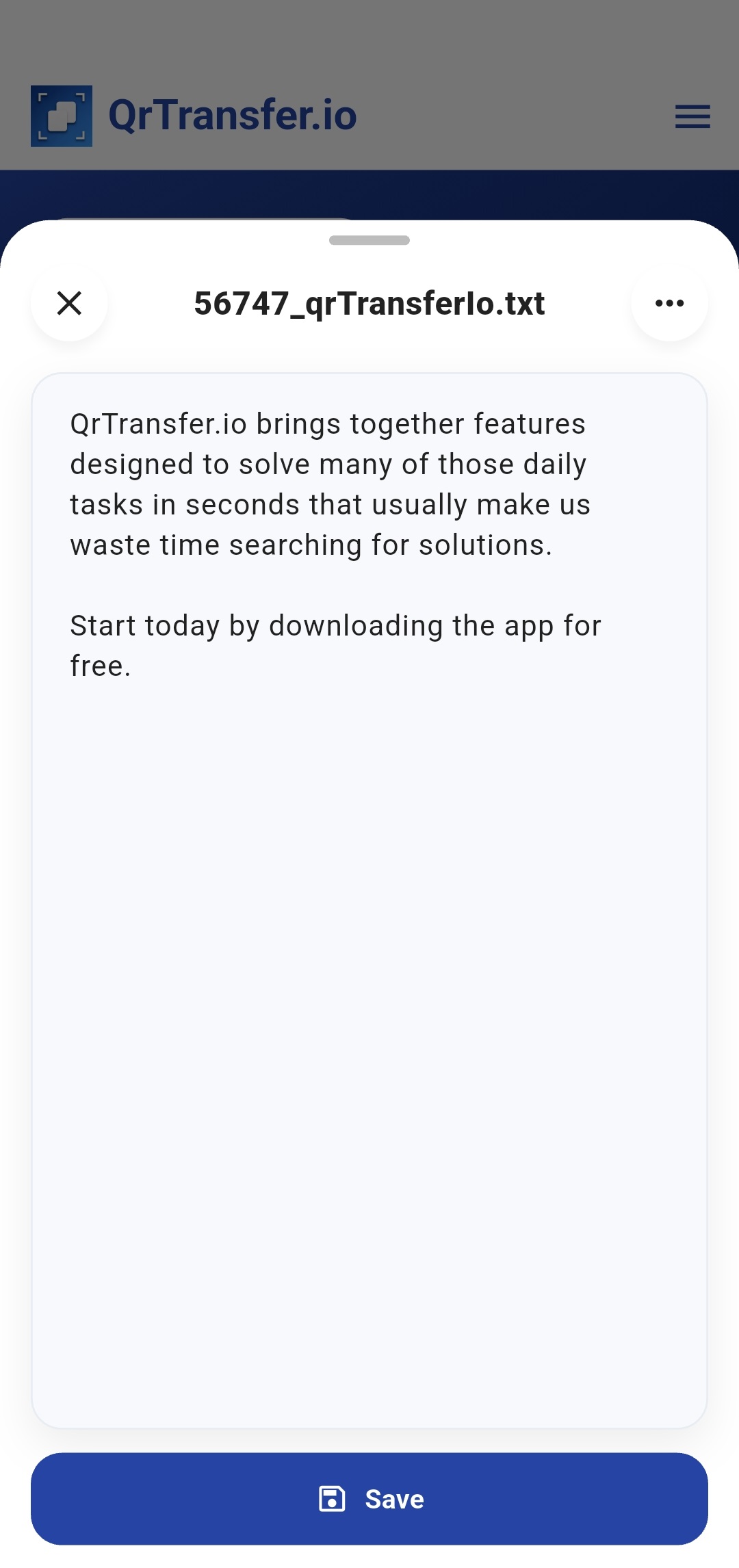 QrTransfer.io · How to send text from PC to mobile · Step 4 · Use the text on your phone
