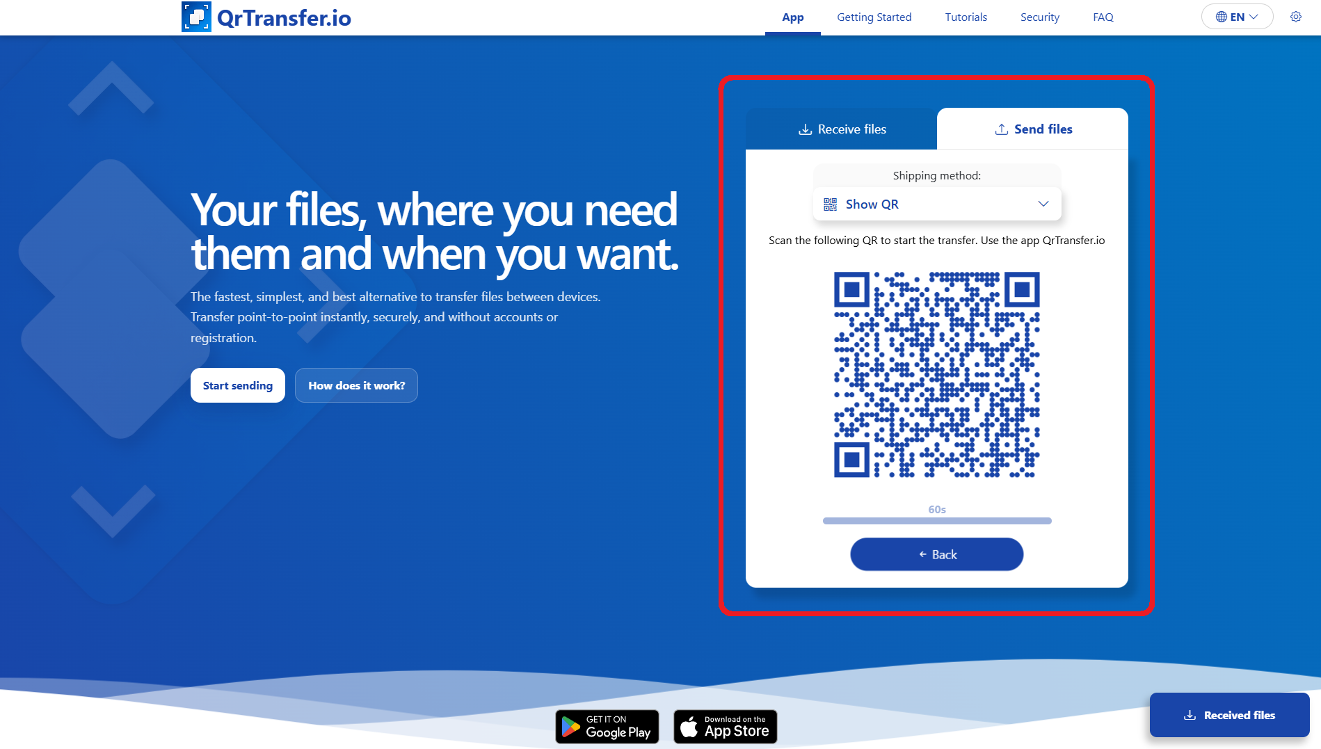 QrTransfer.io · How to send text from PC to mobile · Step 2 · Tap send and open the app on your mobile