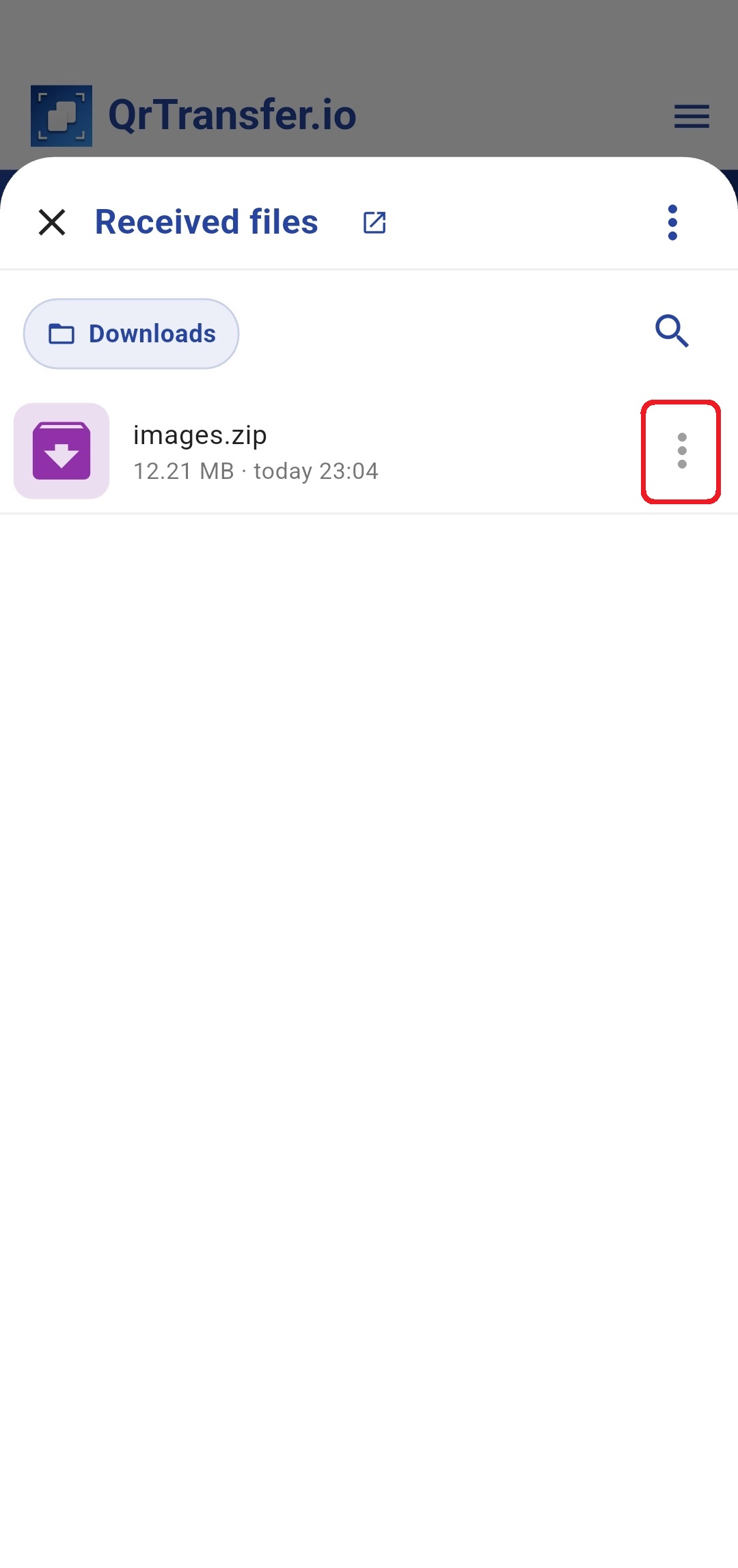 QrTransfer.io · How to transfer ZIP files from PC to mobile · Step 4 · Unzip the ZIP in the app