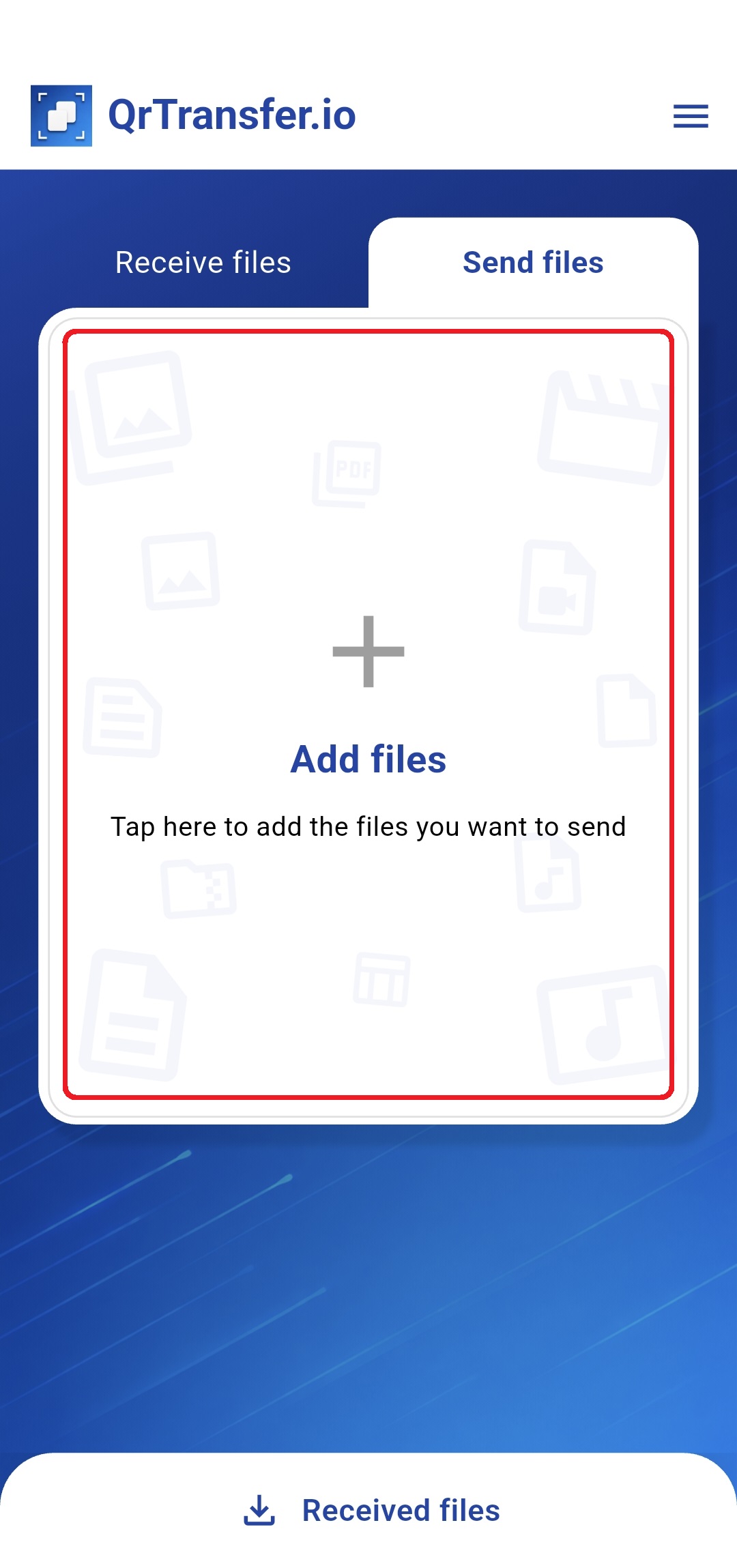 QrTransfer.io · How to send text from mobile to PC · Step 1 · Open QrTransfer.io where you have the text