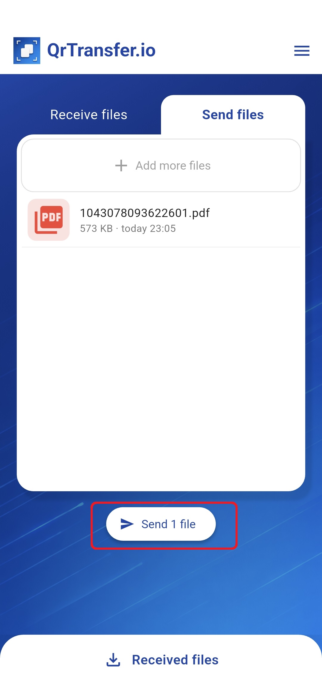 QrTransfer.io · How to transfer scanned documents from mobile to PC for printing · Step 1 · Abre QrTransfer.io en tu movil