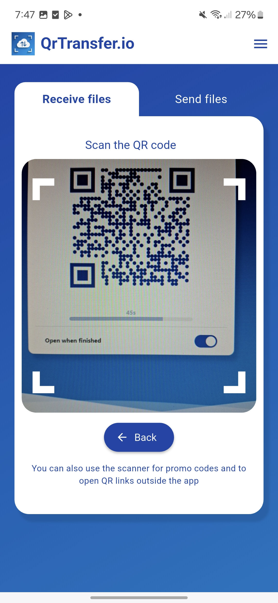 QrTransfer.io · How to send text from PC to mobile · Step 3 · Scan the QR from your phone