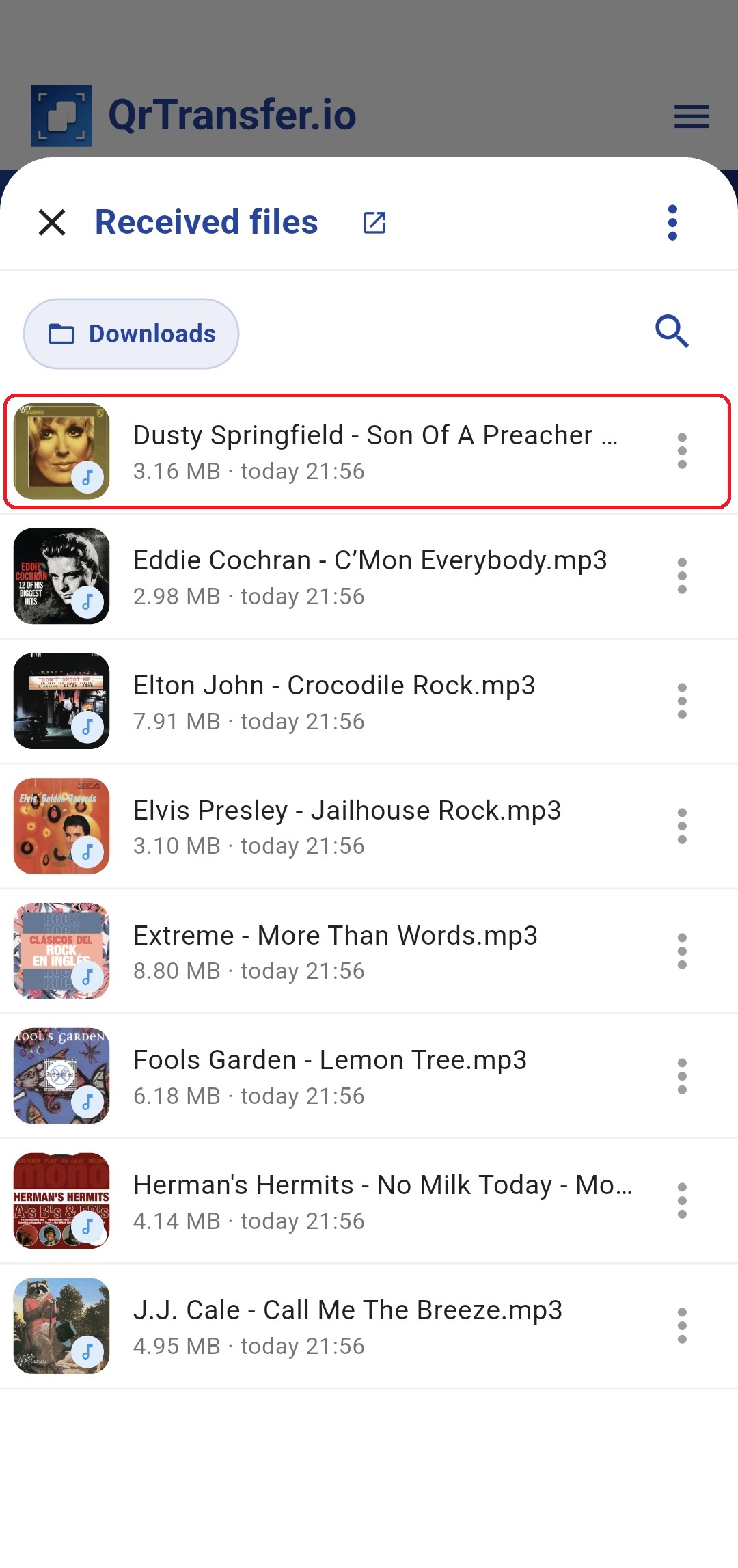 QrTransfer.io · How to transfer MP3 music from PC to mobile · Step 4 · Open the audios in the app's player