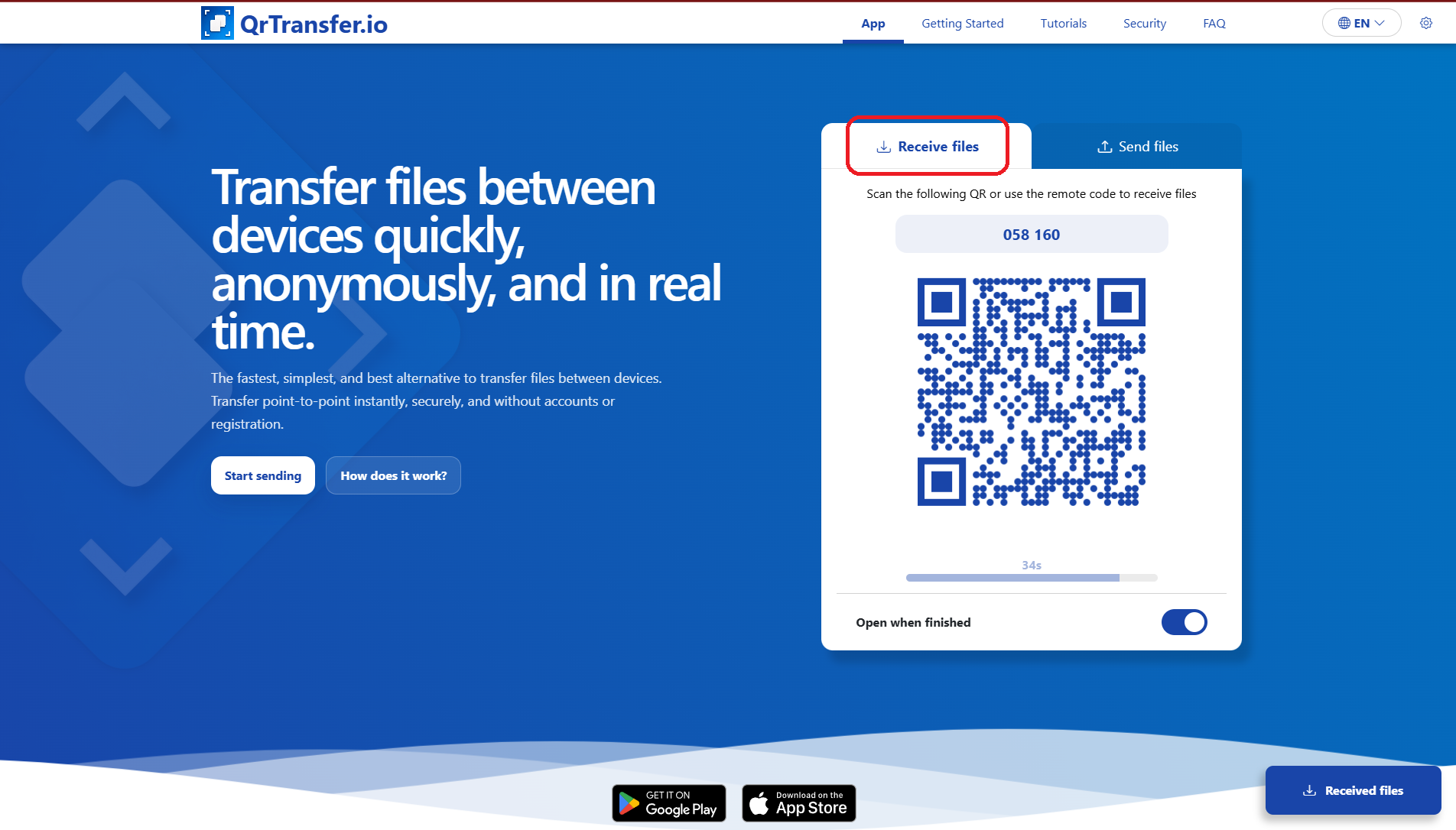 QrTransfer.io · How to send text from mobile to PC · Step 2 · Tap send and open QrTransfer.io on the PC