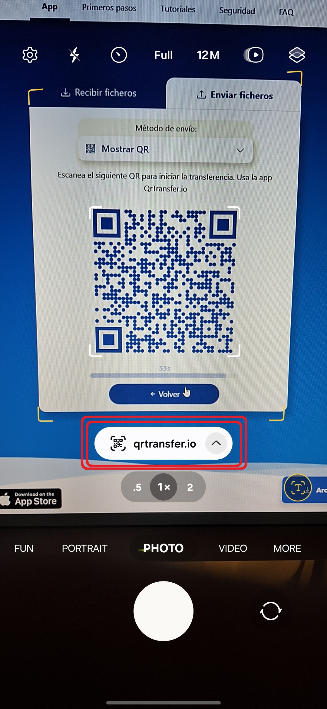 QrTransfer.io · How to transfer files from PC to phone without an app · Step 3 · Scan the QR with your phone's camera