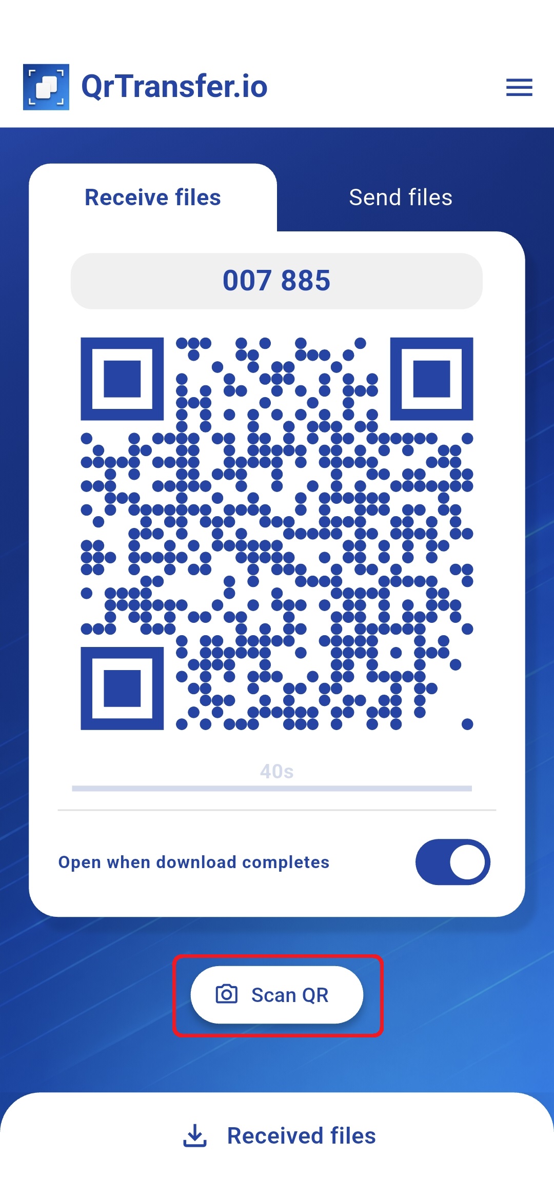 QrTransfer.io · How to send text from PC to mobile · Step 2 · Tap send and open the app on your mobile