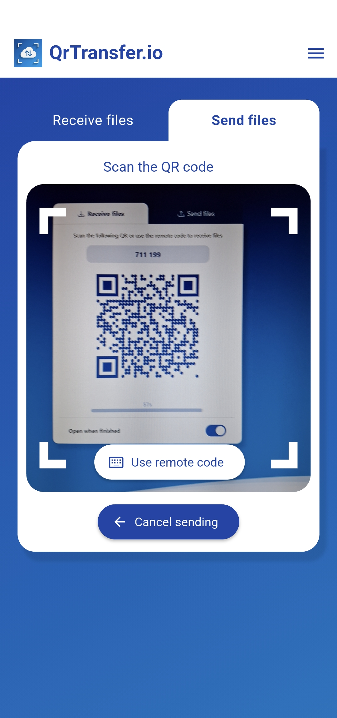 QrTransfer.io · How to send text from mobile to PC · Step 3 · Scan the QR from your phone