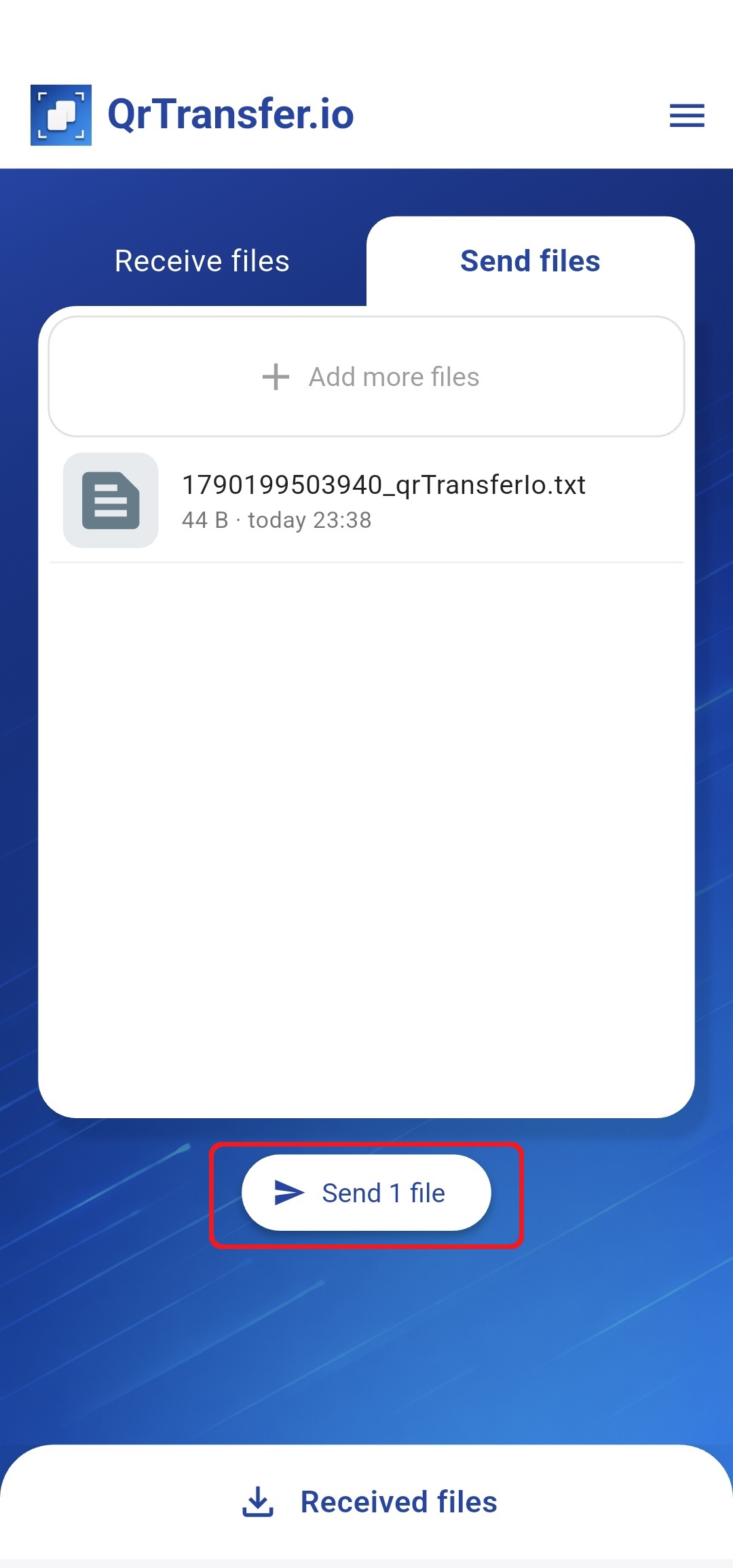 QrTransfer.io · How to send text from mobile to PC · Step 1 · Open QrTransfer.io where you have the text